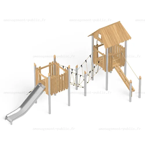 Structure pour aires de jeux extérieurs en bois de robinier